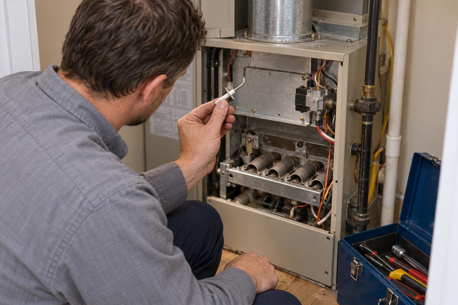 furnace repair in a Biloxi home